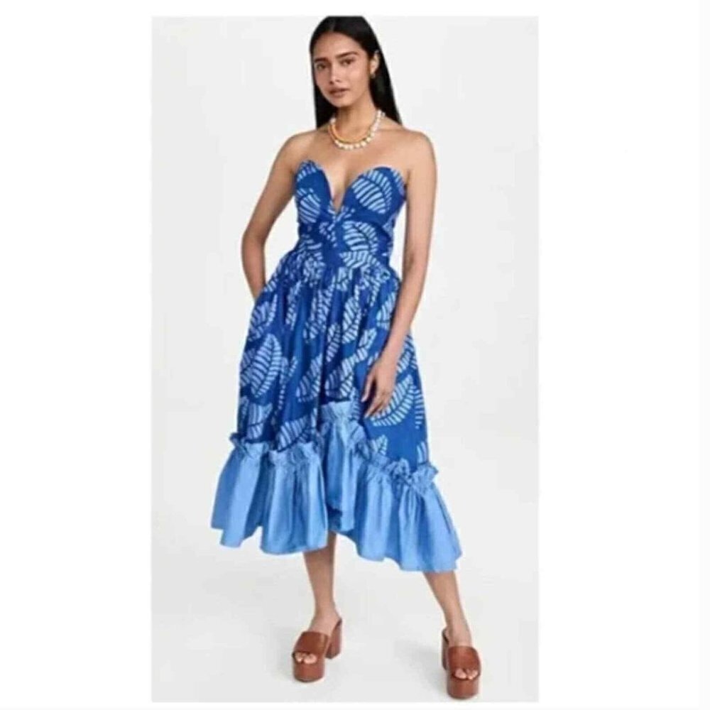 Anthropologie SIKA Beeko Strapless Maxi Dress Bohemian African Print Size 14